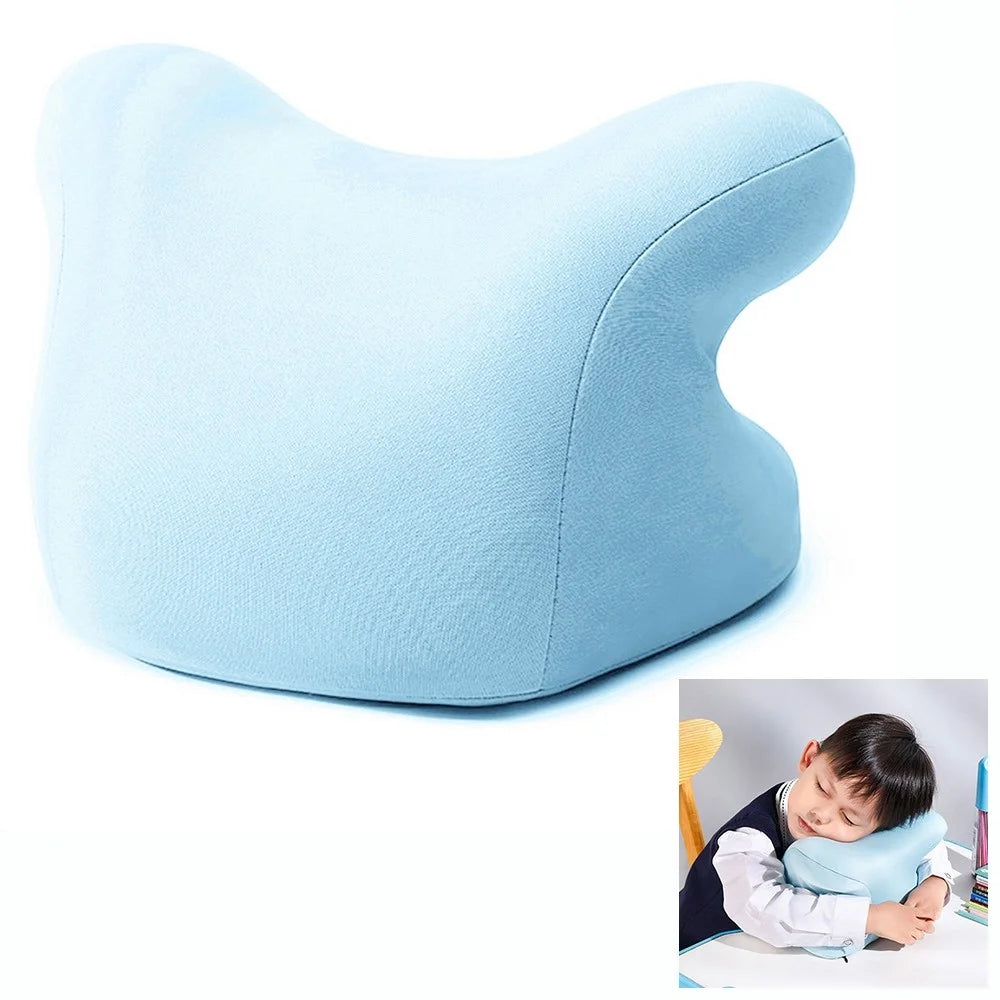 Memory Foam Kid's Neck Pillow Head Support Soft Hug Pillow for Nap Sleeping Rest - Blue - 1