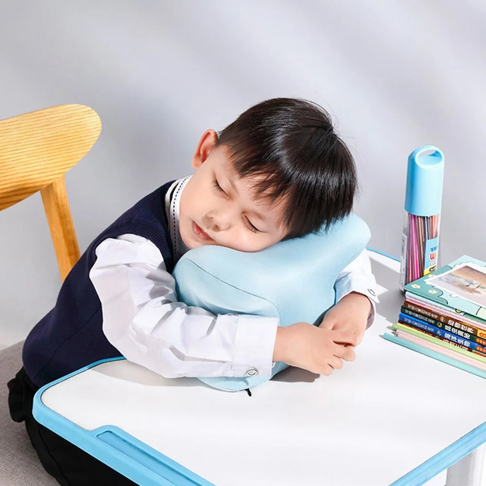 Memory Foam Kid's Neck Pillow Head Support Soft Hug Pillow for Nap Sleeping Rest - Blue - 3