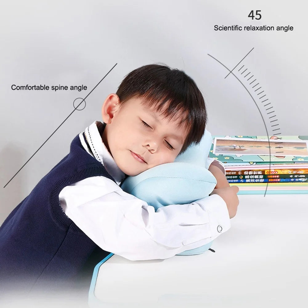 Memory Foam Kid's Neck Pillow Head Support Soft Hug Pillow for Nap Sleeping Rest - Blue - 4