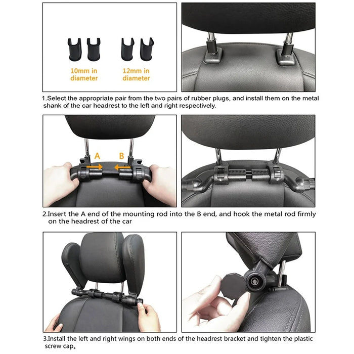 Car Neck Headrest Pillow Cushion Car Seat Memory Foam Padding Sleep Side Head Cervical Spine Support - Black - 7