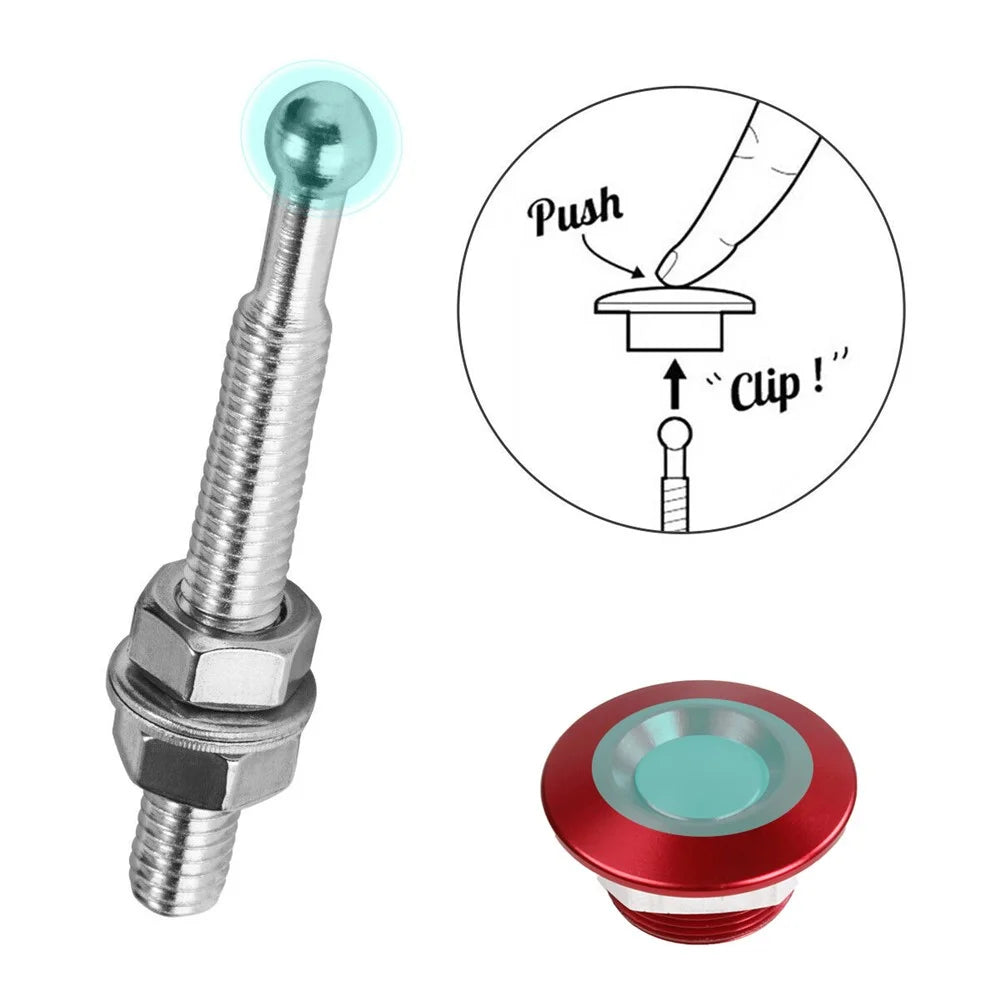 ENL012 Universal Aluminum Alloy 30mm Vehicle Hood Lock Cover Anti-theft Design 53mm Screw - Red - 3