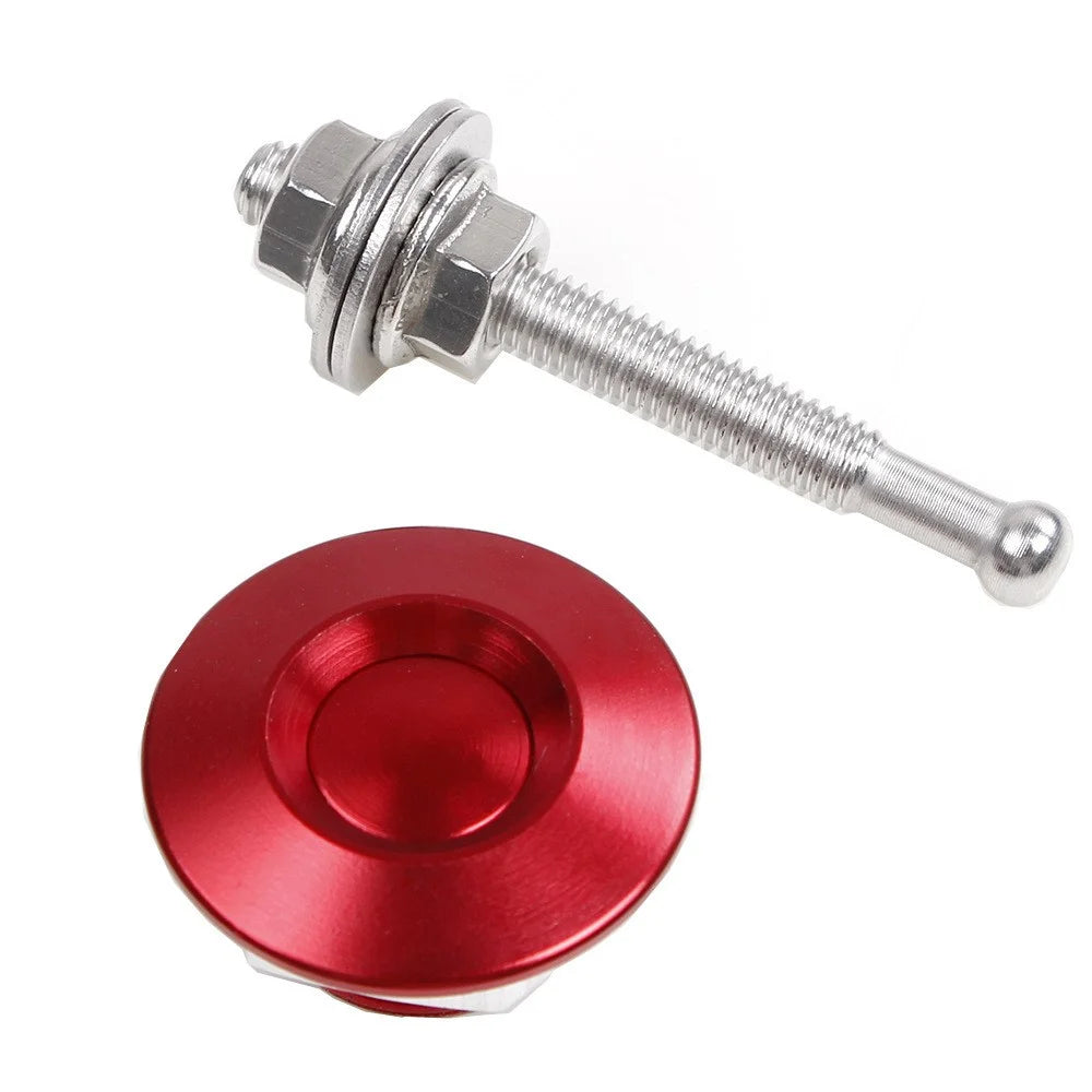 ENL012 Universal Aluminum Alloy 30mm Vehicle Hood Lock Cover Anti-theft Design 53mm Screw - Red - 4