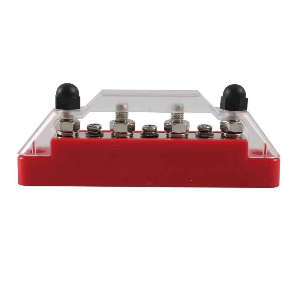 A7473 2Pcs  /  Set 7-Way Power Distribution Block 4 x M6 Terminal Studs, 3 x M4 Terminal Screws Battery Bus Bar for Car Marine Boat (Black+Red) - 3