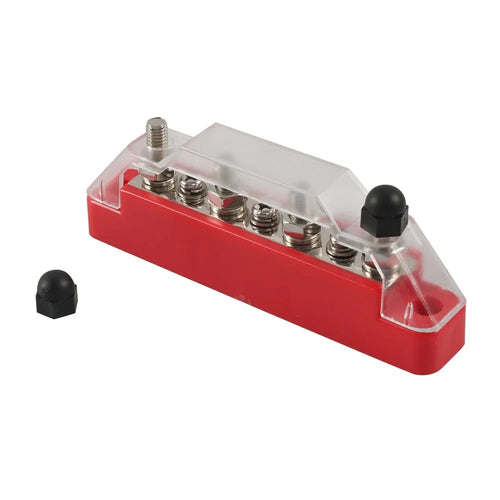 A7473 7-Way Power Distribution Block 4 x M6 Terminal Studs, 3 x M4 Terminal Screws Battery Bus Bar for Car Marine Boat - Red - 1