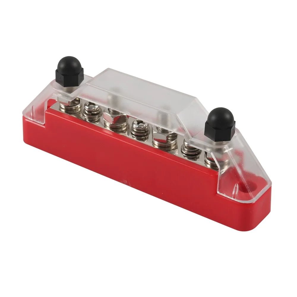 A7473 7-Way Power Distribution Block 4 x M6 Terminal Studs, 3 x M4 Terminal Screws Battery Bus Bar for Car Marine Boat - Red - 2