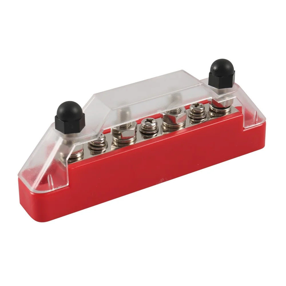 A7473 7-Way Power Distribution Block 4 x M6 Terminal Studs, 3 x M4 Terminal Screws Battery Bus Bar for Car Marine Boat - Red - 4