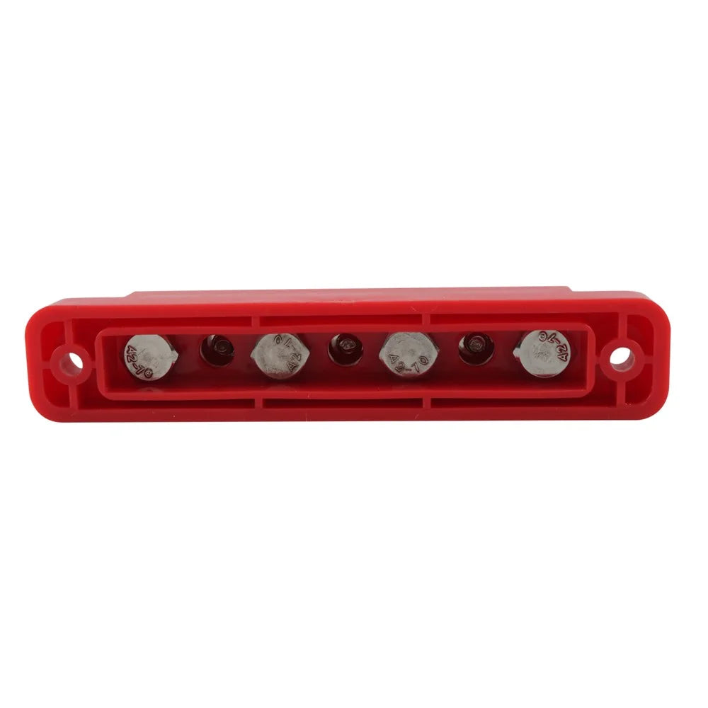A7473 7-Way Power Distribution Block 4 x M6 Terminal Studs, 3 x M4 Terminal Screws Battery Bus Bar for Car Marine Boat - Red - 5