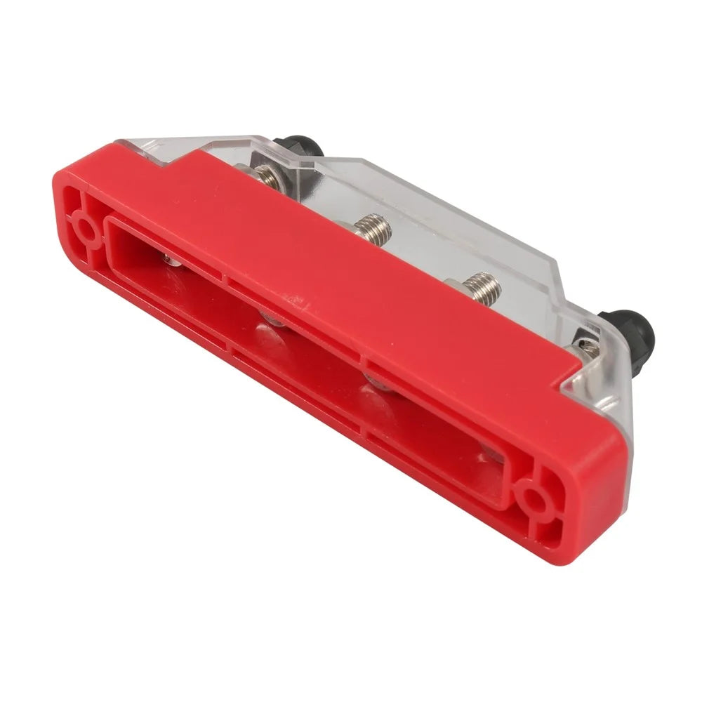 A7473 7-Way Power Distribution Block 4 x M6 Terminal Studs, 3 x M4 Terminal Screws Battery Bus Bar for Car Marine Boat - Red - 6