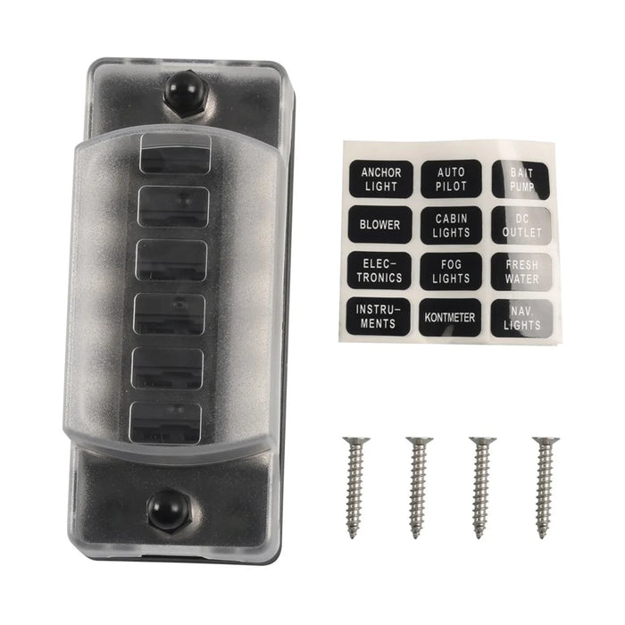 A5626 6-Way ATC Fuse Box Flame Resistant Cover Bolt Connect Terminals Stick Label (without Negative Pole) - 3