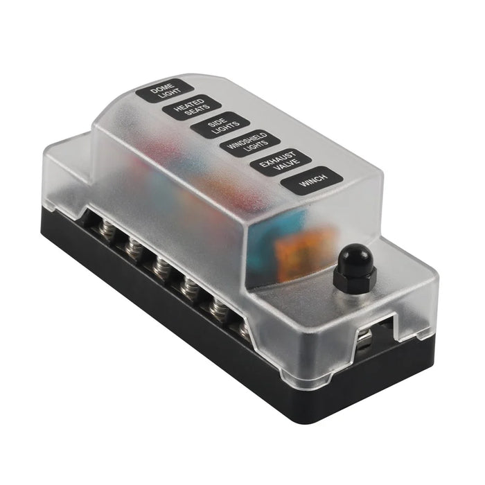 A5626 6-Way ATC Fuse Box Flame Resistant Cover Bolt Connect Terminals Stick Label (without Negative Pole) - 6