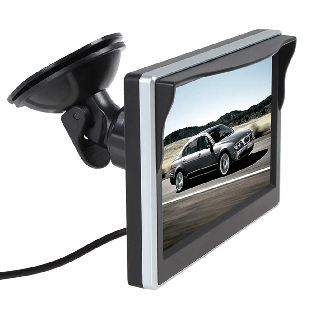 RH-505 5'' LCD Display Screen Rear View Backup Car Parking and Reverse Camera with Power Supply Cable+2 Brackets - 1