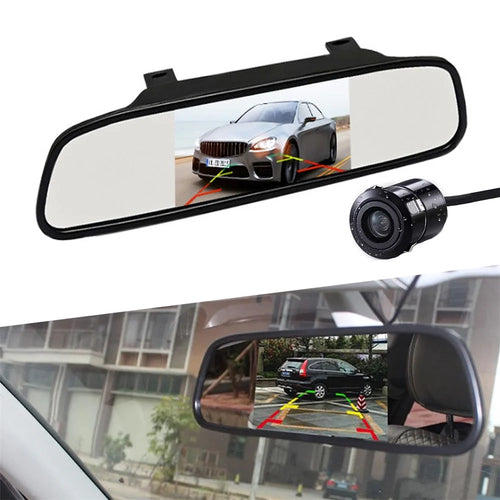 RH-503 5.0 inch Rearview Mirror HD Car Display with Round Camera / Video Cable Waterproof Rear View Monitor - 1