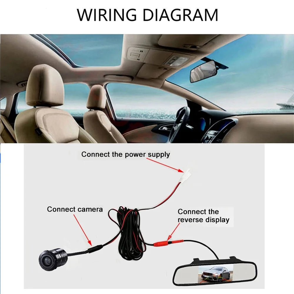RH-503 5.0 inch Rearview Mirror HD Car Display with Round Camera / Video Cable Waterproof Rear View Monitor - 4