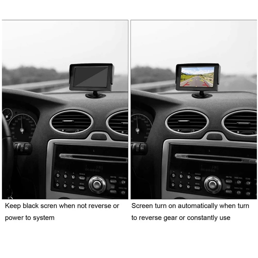 RH-502 5'' LCD Display Screen Car Parking Reverse System 4-LED Camera with Video Line - 2