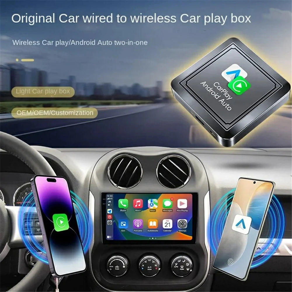 Q1S 2-in-1 Wired to Wireless Carplay Android Auto Adapter Bluetooth-compatible 5.0 Smart Box - 2
