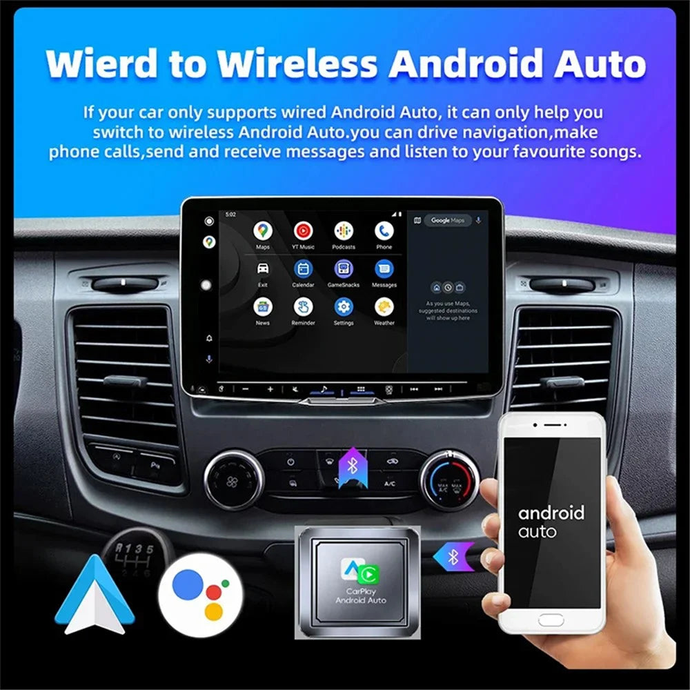 Q1S 2-in-1 Wired to Wireless Carplay Android Auto Adapter Bluetooth-compatible 5.0 Smart Box - 3