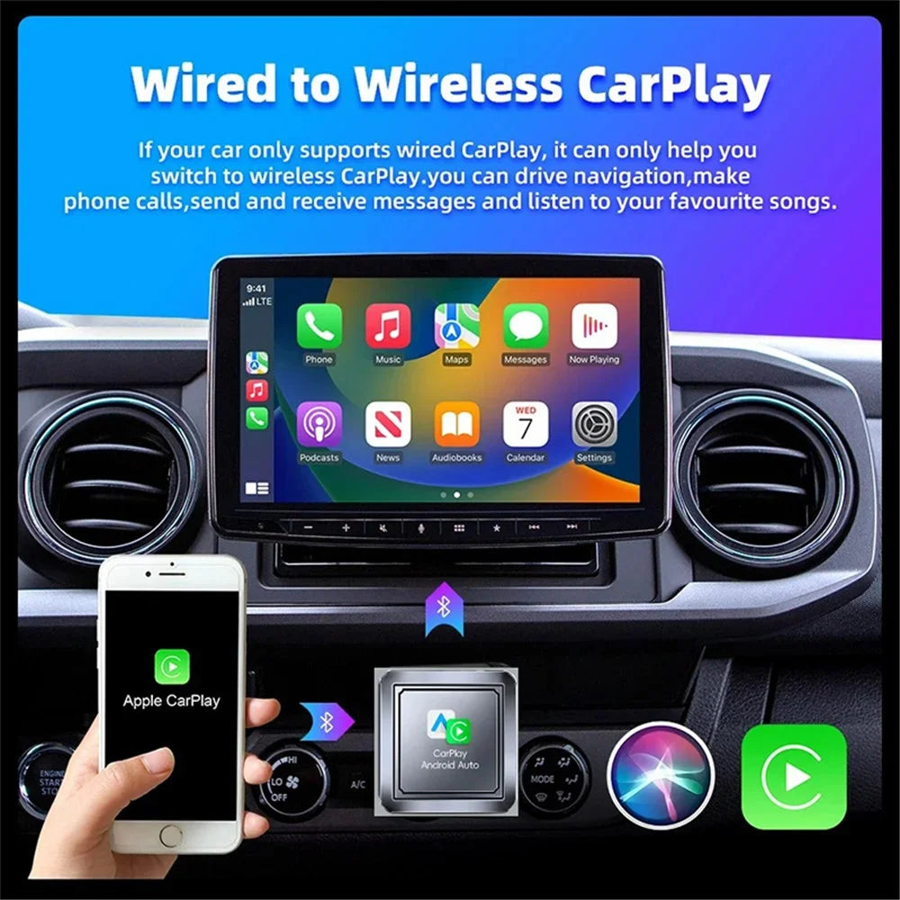 Q1S 2-in-1 Wired to Wireless Carplay Android Auto Adapter Bluetooth-compatible 5.0 Smart Box - 5