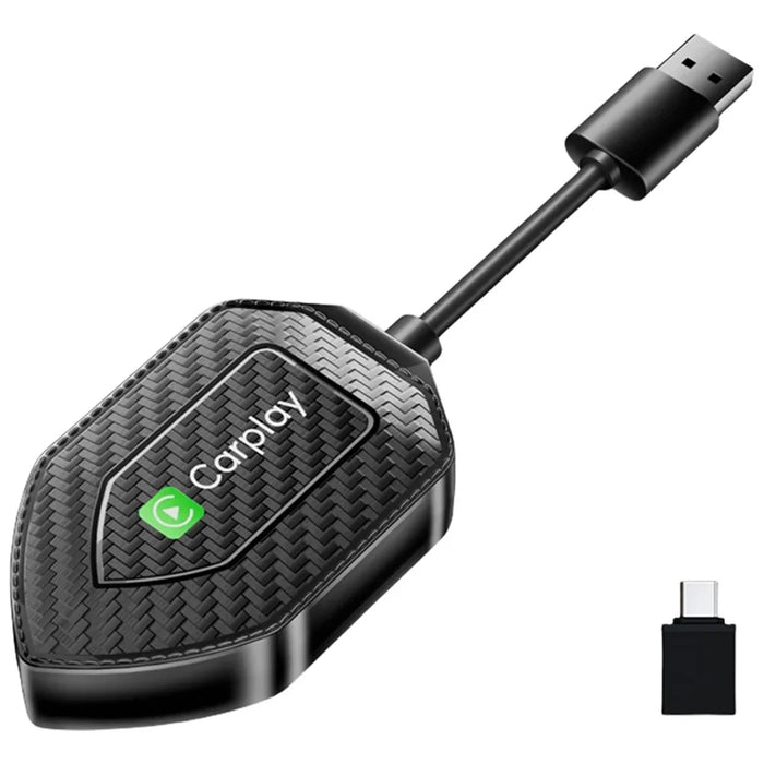 Q1D 2-in-1 Wired to Wireless Carplay Android Auto Adapter Carbon Fiber Texture Bluetooth-compatible Smart Box - 1