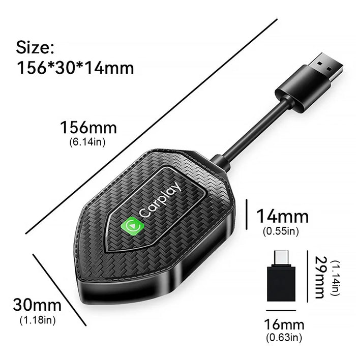Q1D 2-in-1 Wired to Wireless Carplay Android Auto Adapter Carbon Fiber Texture Bluetooth-compatible Smart Box - 6
