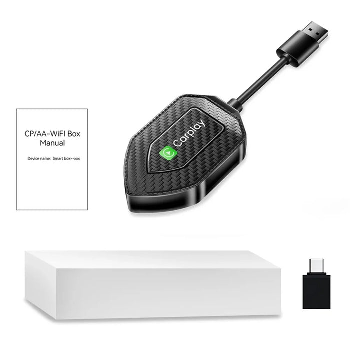 Q1D 2-in-1 Wired to Wireless Carplay Android Auto Adapter Carbon Fiber Texture Bluetooth-compatible Smart Box - 7