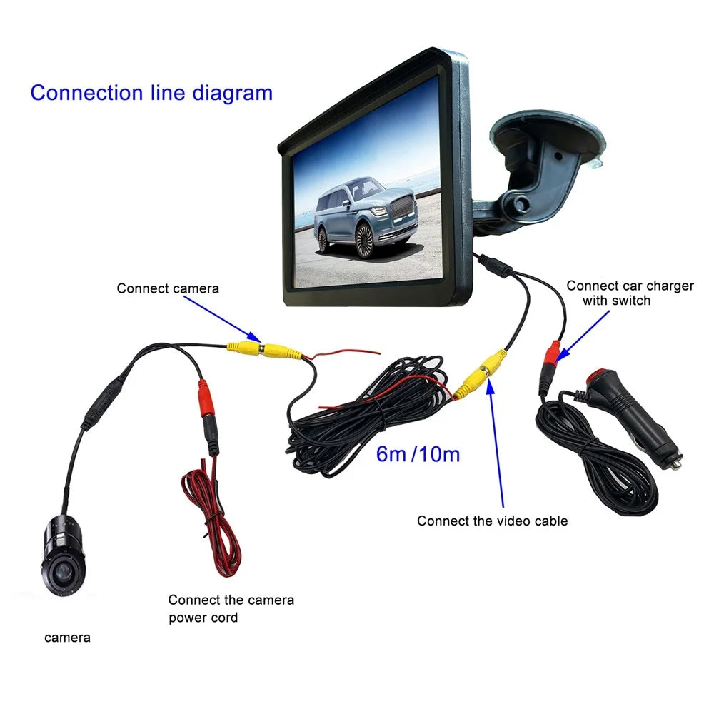 RH-702A Car Rear View Backup Round Camera Truck Vehicle Parking Reverse System 7'' Screen Monitor Kit 12V 24V - 5