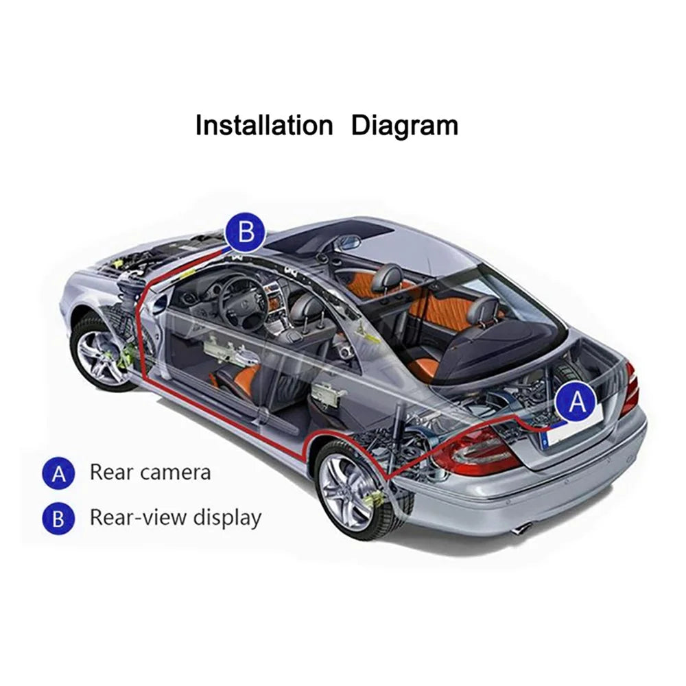 RH-702B Large 7'' LCD Display Monitor 12V 24V Car Parking Reversing Butterfly-shaped Rear Camera Kit - 6