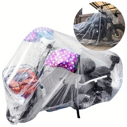 Disposable Transparent Motorcycle Cover Polyethylene Outdoor Anti-Sun Waterproof Anti-Dust Motorbike Cover - 1