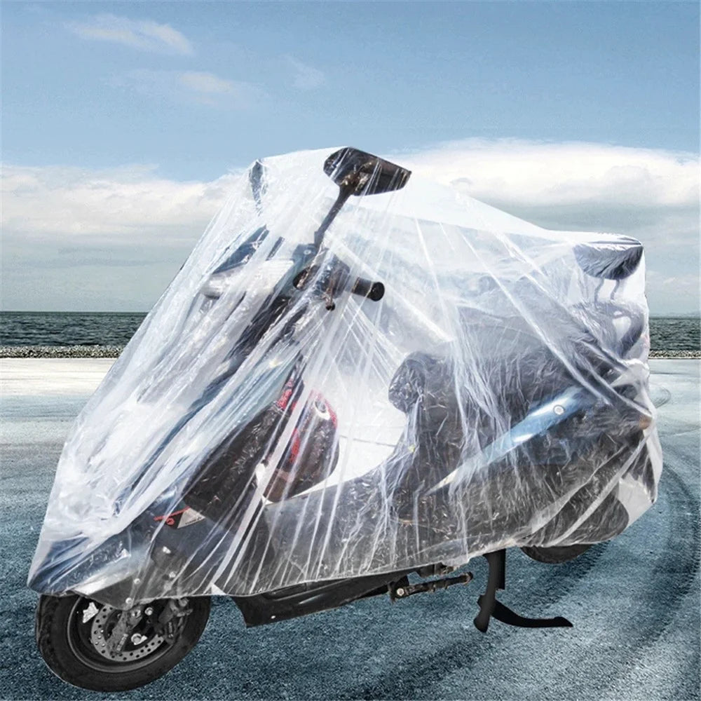 Disposable Transparent Motorcycle Cover Polyethylene Outdoor Anti-Sun Waterproof Anti-Dust Motorbike Cover - 3