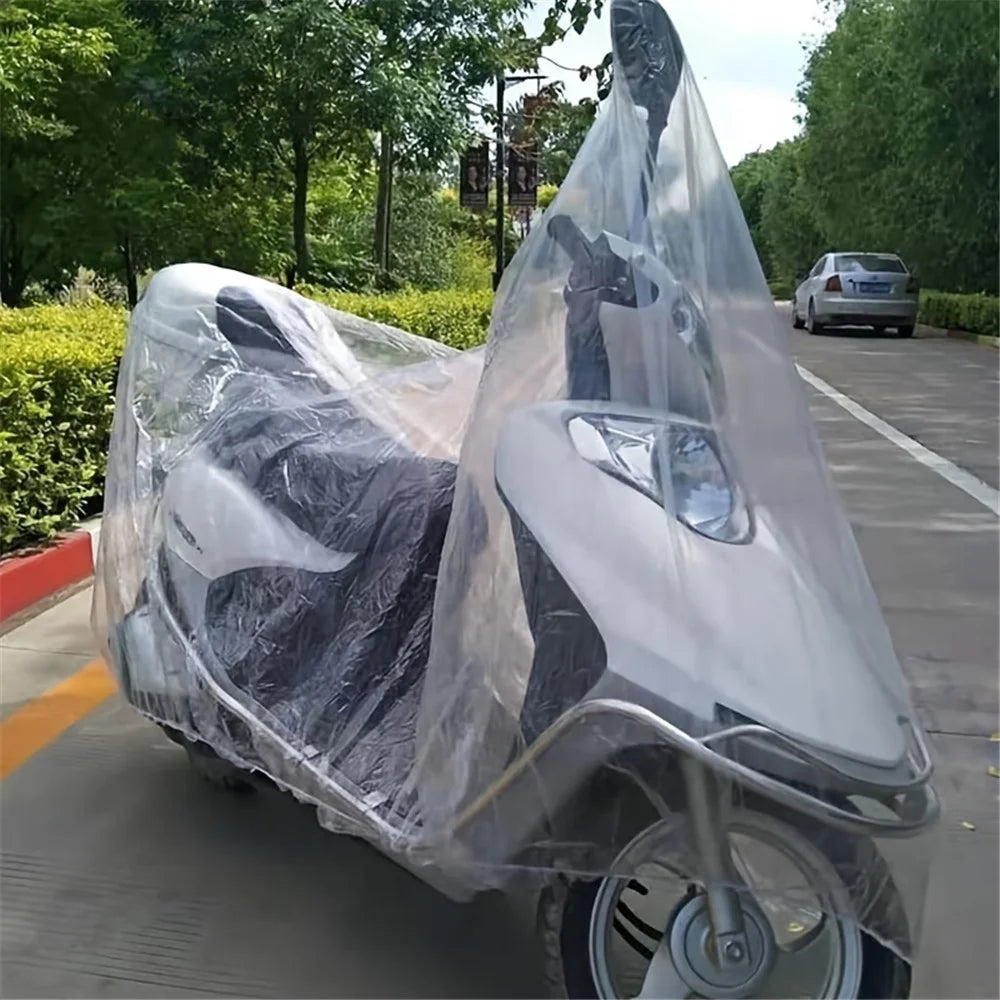 Disposable Transparent Motorcycle Cover Polyethylene Outdoor Anti-Sun Waterproof Anti-Dust Motorbike Cover - 4