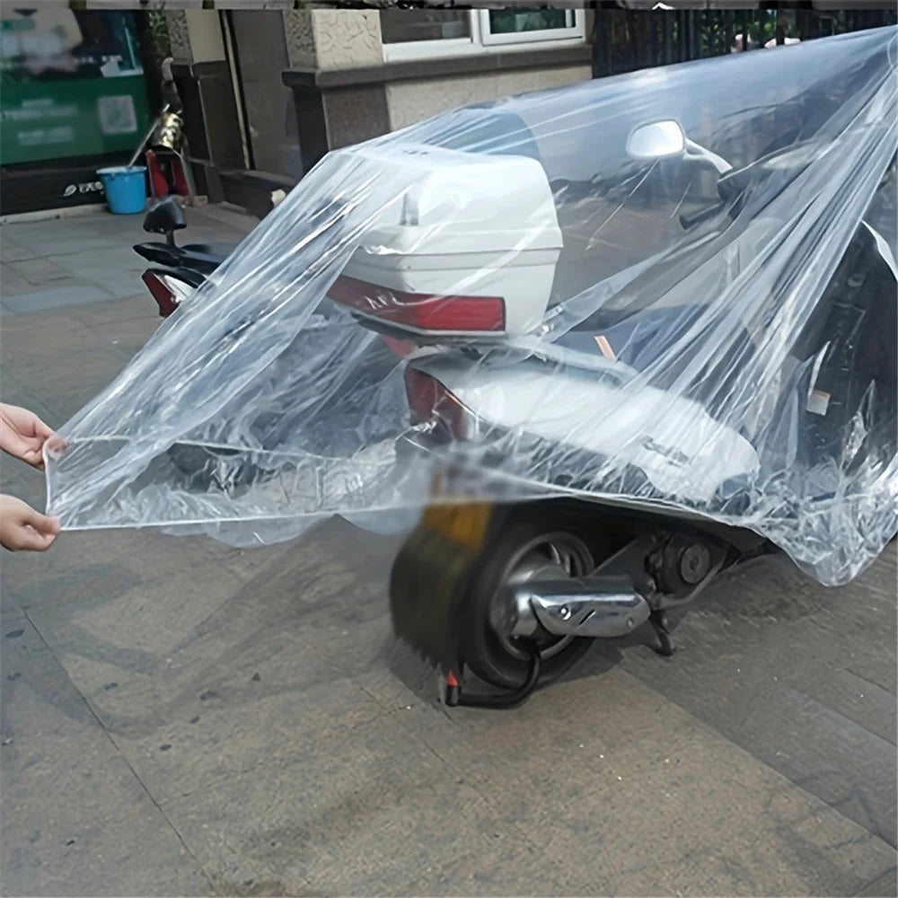Disposable Transparent Motorcycle Cover Polyethylene Outdoor Anti-Sun Waterproof Anti-Dust Motorbike Cover - 5