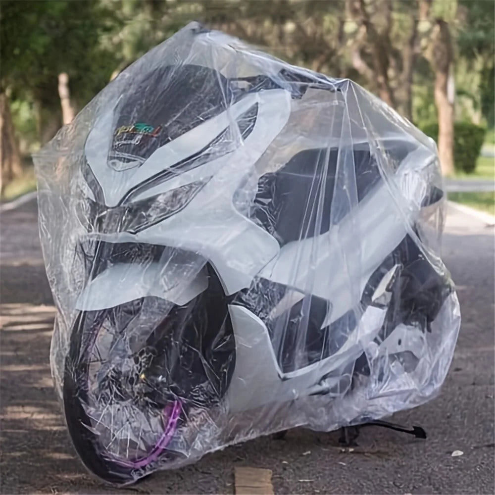 Disposable Transparent Motorcycle Cover Polyethylene Outdoor Anti-Sun Waterproof Anti-Dust Motorbike Cover - 6