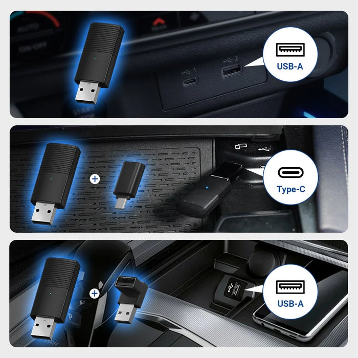 Mini Car Wireless Carplay Adapter Wired to Wireless Carplay Dongle for iPhone - 5