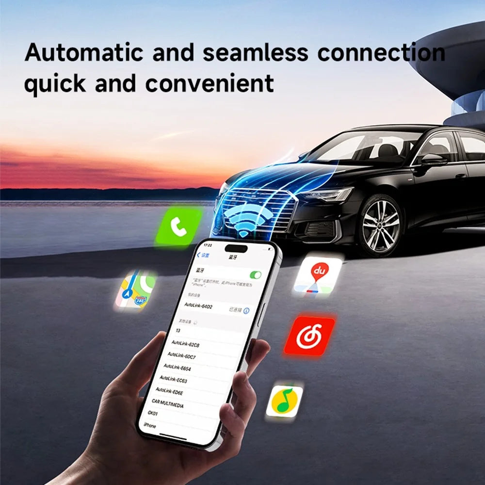 Wired to Wireless Carplay Adapter for iPhone Fast Connect Leather Coated Wireless Carplay Dongle - 4