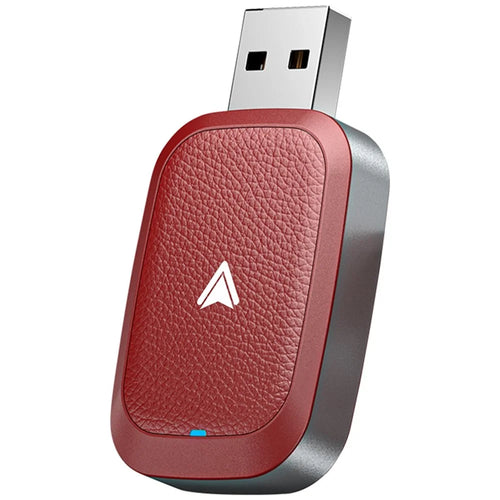Car Android Auto Wireless Dongle Leather Coated Wired to Wireless Adapter for Android 11+ - Red - 1