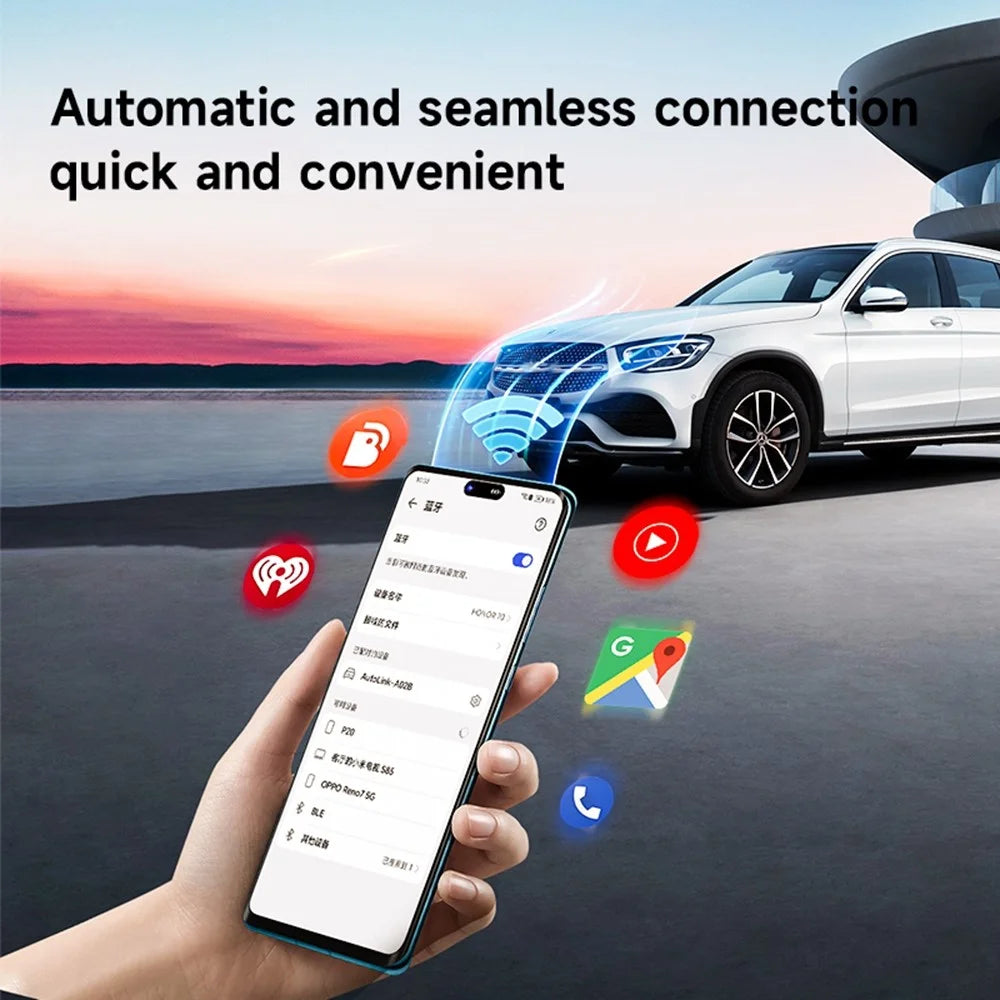 Car Android Auto Wireless Dongle Leather Coated Wired to Wireless Adapter for Android 11+ - Red - 4