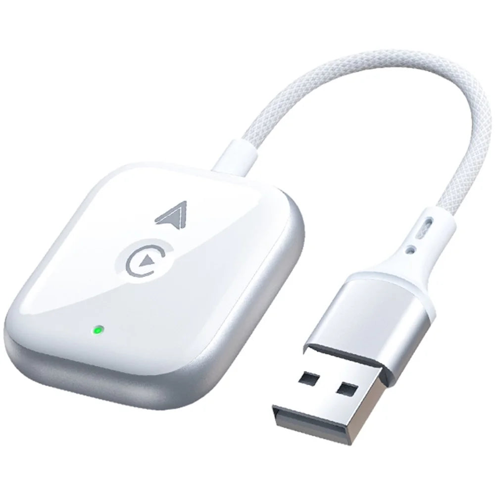 2 in 1 Carplay / Android Auto Wired to Wireless Adapter Bluetooth+Wifi Connection Converter - White - 1