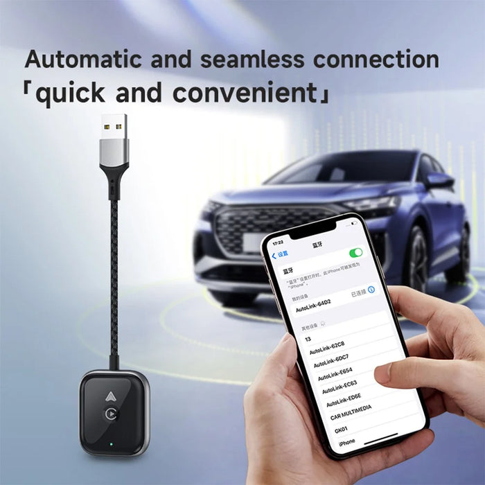 2 in 1 Carplay / Android Auto Wired to Wireless Adapter Bluetooth+Wifi Connection Converter - White - 5