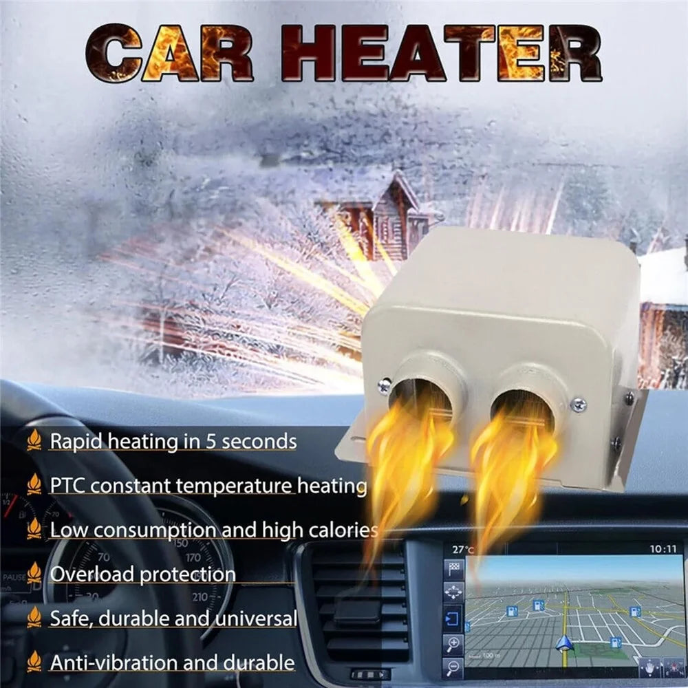 24V 800W Dual Hole Car Heater Window Defrosting Defogging Vehicle Interior PTC Heater - 2