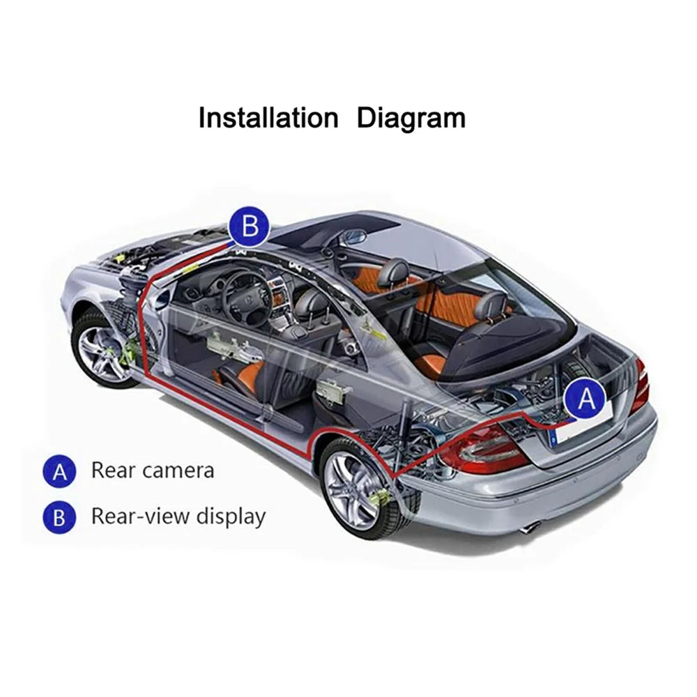 RH-702C 7'' Large Screen LCD Display Monitor 12V 24V Car Parking Reversing 4-LED Rear Camera Kit - 5