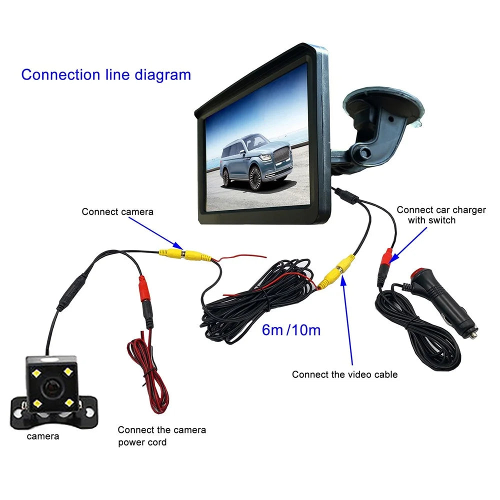 RH-702C 7'' Large Screen LCD Display Monitor 12V 24V Car Parking Reversing 4-LED Rear Camera Kit - 6