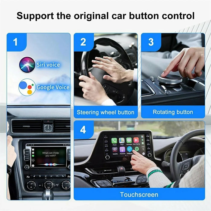2-in-1 Android Auto and Carplay Adapter Wired to Wireless USB Smart Dongle - Red - 4