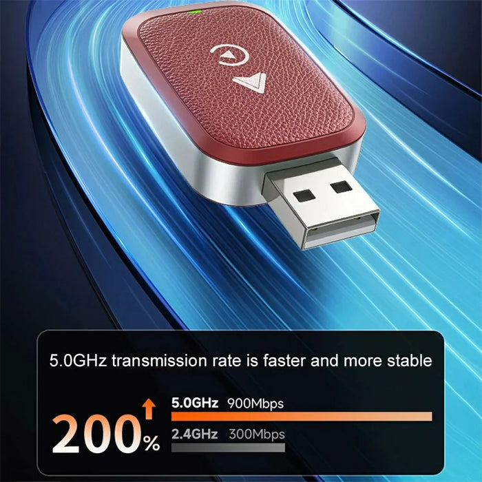 2-in-1 Android Auto and Carplay Adapter Wired to Wireless USB Smart Dongle - Red - 7