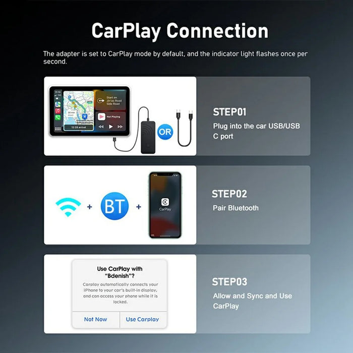 AF1315 2-in-1 Carplay / Android Auto Wired to Wireless Dongle Box Plug and Play Mini Adapter - 3