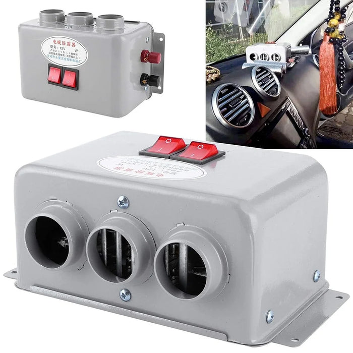Three Hole Car Water Heater Window Defrosting Defogging Vehicle Heating Fan - 12V - 2