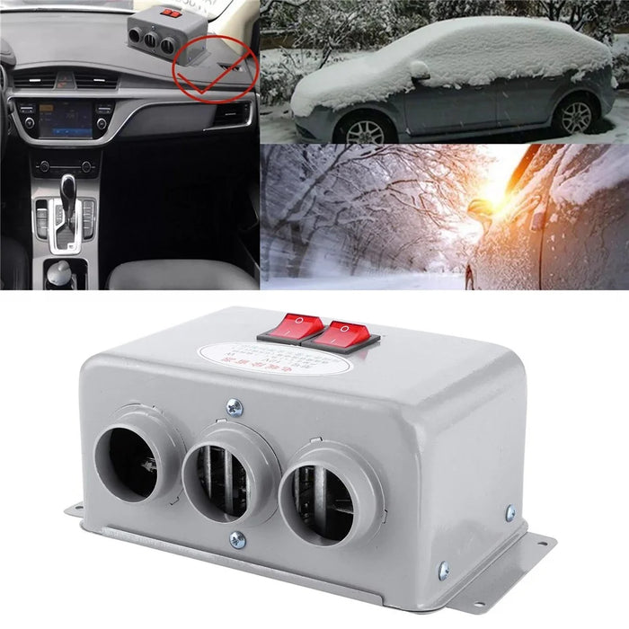 Three Hole Car Water Heater Window Defrosting Defogging Vehicle Heating Fan - 12V - 5