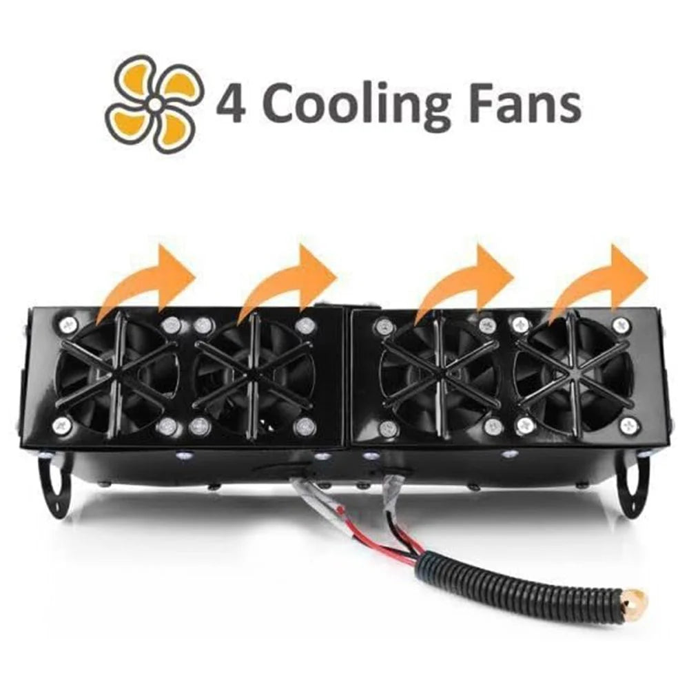 Four Hole Metal Car Interior Heater Window Defrosting Defogging Vehicle Heating Fan - 12V - 4