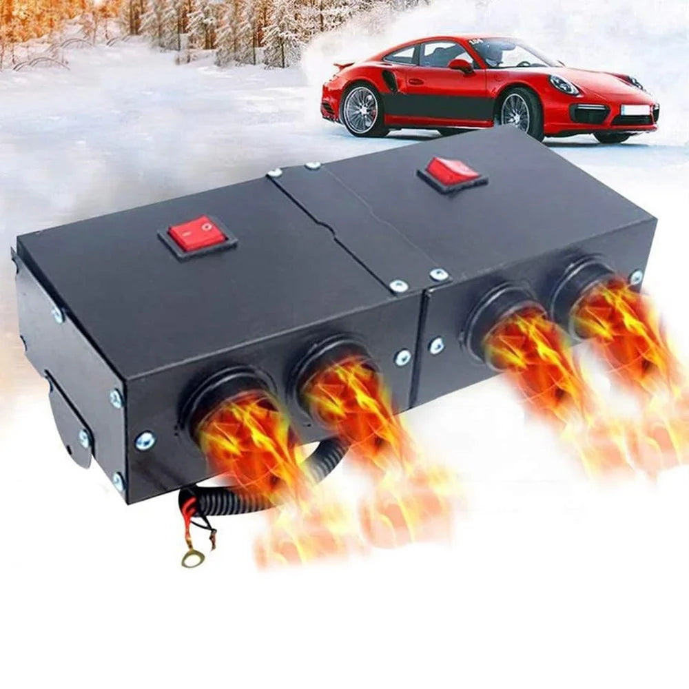 Four Hole Metal Car Interior Heater Window Defrosting Defogging Vehicle Heating Fan - 12V - 5