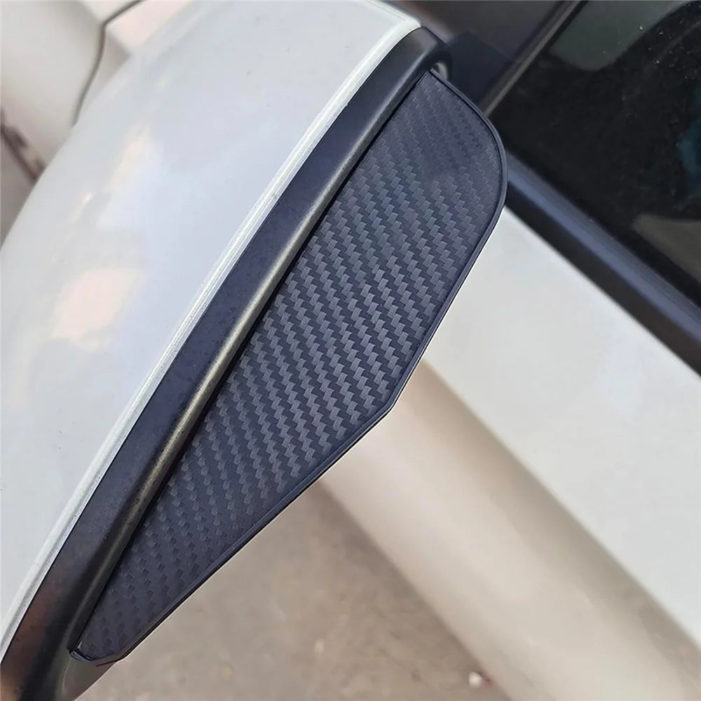 2Pcs Car Rearview Mirror Rain Baffle Carbon Fiber Texture Vehicle Side Mirror PVC Rain Blocker - 6