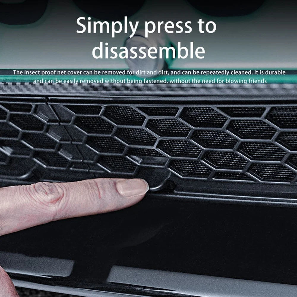 For Tesla Model 3 Car Front Bumper Grille Quick Release Button Design Insect Prevention Net - 4