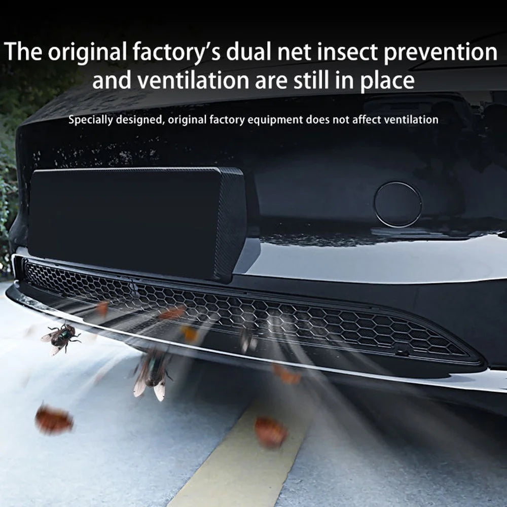 For Tesla Model 3 Car Front Bumper Grille Quick Release Button Design Insect Prevention Net - 5